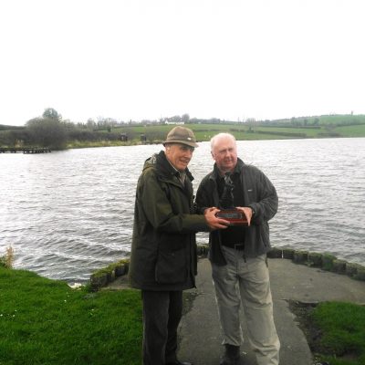 BAC Bruce Carson Trophy 1 April 2017 Joe McCandless, President presents Joe Curran with the Bruce Carson Trophy at Corbet Lough  