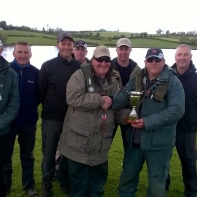 BAC The Corbet Lough Challenge Cup 20 May 2017 - Martin Dynes presents the Cup to The Black Pennel anglers