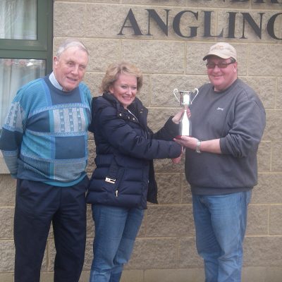 BAC Linda McCandless Cup River Bann 1 April 2017 - Dr Jacqueline McCandless, accompanied by Joe McCandless her father and the Club's Joint President, presenting the Linda McCandless Cup to Martin Dynes