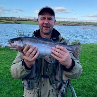 BAC Roger McClements with 5lbs 3ozs Rainbow caught on the fly at Corbet Lough on 29 October 2017