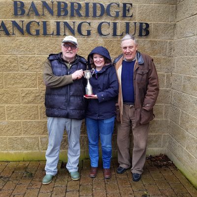 BAC Jacqueline McCandless and her father Joe McCandless, Club President present the Linda McCandless Cup to Wilson Clinghan the 2018 winner on Easter Monday 2 April 2018