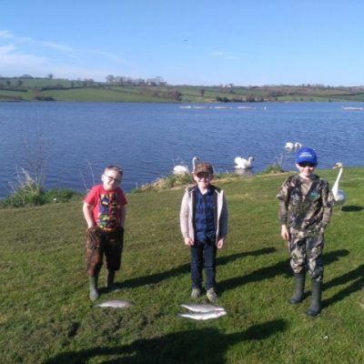 BAC Junior Anglers at the SH&SCT Cup weigh-in at Cornbet Lough on Saturday 21 April 2018