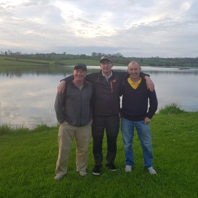 BAC Jos Willis Cup (Adults) Monday 7 May 2018 at Corbet Lough L-R Noel Burns, 3rd; Colin Crothers 1st and Dessie Graham, 2nd