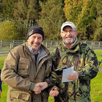 BAC Friendship Cup 2018 at Seaghan Dam on 28 September 2018 - Aidan Donnelly presents Dessie Graham with the Heaviest Fish Prize