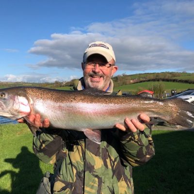 BAC Aidan Donnelly with a cracking Rainbow of 7lbs 8ozs taken on a bloodworm at Corbet Lough on 17 October 2018