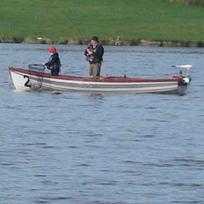 BAC Corbet Lough 6 April 2019 - Sandy Boyd assisted by his grandson Jordan take another nice fish to the boat