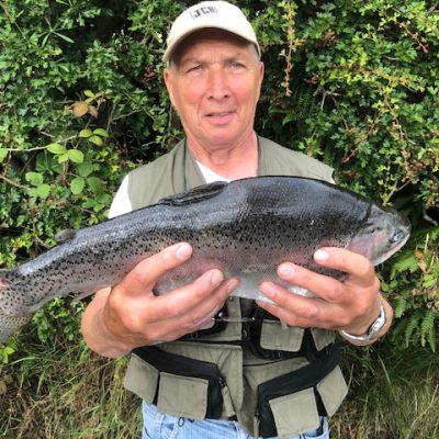BAC David Hutchinson was fishing from the shore when he caught this 7lbs Rainbow on a Hare's Ear fly at Corbet Lough on Tuesday 18 June 2019