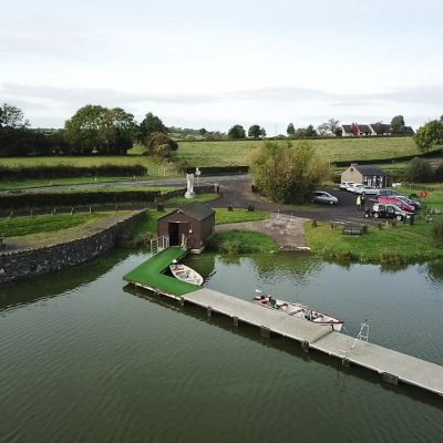 BAC - Corbet Lough the Boat Jetty and Car Park on 2 October 2019 - Photograph courtesy of Chris Wolfe (taken by drone)