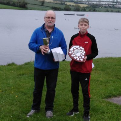 BAC - Sam Watt presents Sam Curran with the Juvenile Angler of the Year Shield 2020 at the Corbet Lough on 27 May 2021