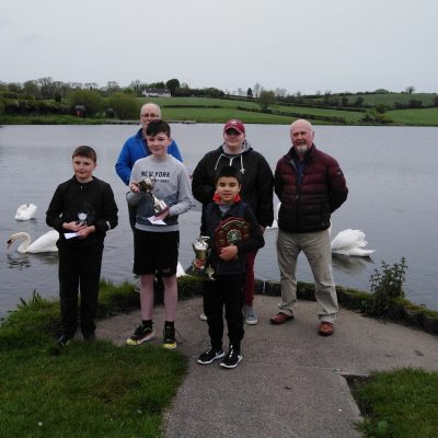 BAC - Sam Watt, Chairman and Joe Curran, Secretary with a group of Juvenile and Junior prize winners at the Corbet Lough on Thursday 27 May 2021