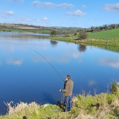 BAC - Paul McKinstry into a fish of the Dam Wall, Corbet Lough on 1 March 2022