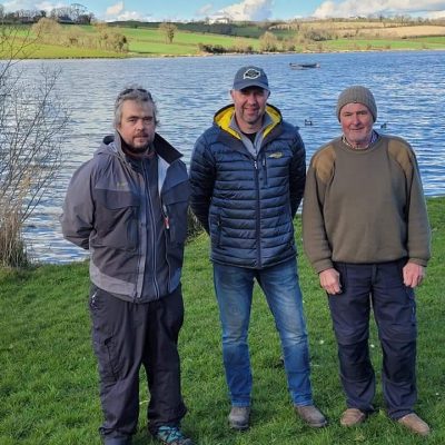 BAC - The Bruce Carson Trophy at Corbet Lough on 2 April 2022.  Keith Gibson 2nd, Roger McClements 1st and Trevor Jones 3rd. 