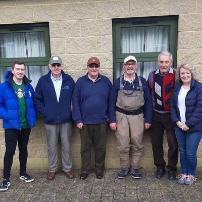 BAC -Linda McCandless Cup 18 April 2022.  Joe McCandless with his daughter Jacqueline and grandson along with the prize winners Geoff Hylands 1st, Martin Dynes 2nd and Sam Grant 3rd. 
