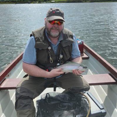 BAC - NIE Networks angler with a good Corbet Lough Rainbow to the boat on 7 May 2022