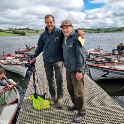 BAC - Corbet Lough Open Boat Fly Fishing Competition 2022. Andy Holden and Joe Mccandless, Club President