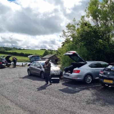 BAC - Corbet Lough Open Baot Fly Fishing Competition 25 June 2022. Anglers tackle up. 