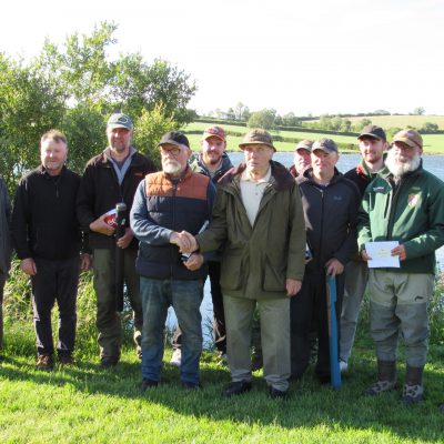 BAC - Corbet Lough Open Boat Fly Fishing Competition 25 June 2022. Joe McCandless Club President with Wilson Clinghan 1st and other Prize Winners