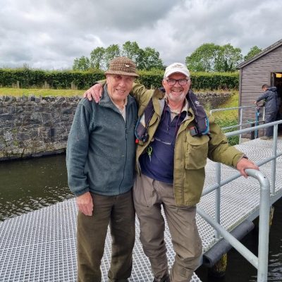 BAC - Corbet Lough Open Boat Fly Fishing Competition. Joe McCandless, Club President with Geoff Hylands