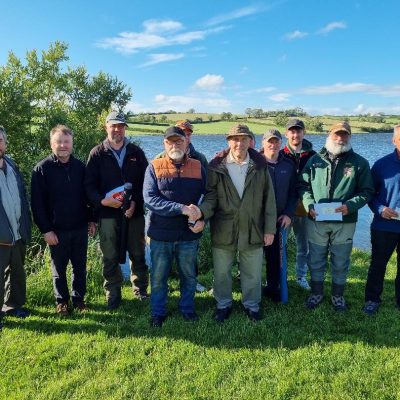 BAC - Corbet Lough Open Boat Fly Fishing Competition 25 June 2022. Joe McCandless, Club President with the Prize Winners