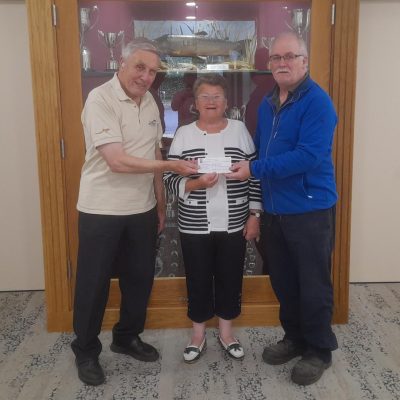 BAC - Uncollected Competition prize funds presented by Joe McCandless, President and Sam Watt, Chairman to Peggy Magill, Banbridge Visually Impaired Persons' (VIP) Club on Monday 15 August 2022