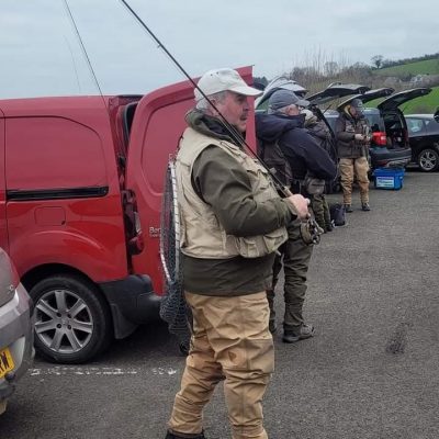 BAC - Leonard Ervine and other anglers tackling up for the Bobby Blakley Cup competition at the Corbet Lough on 4 March 2023