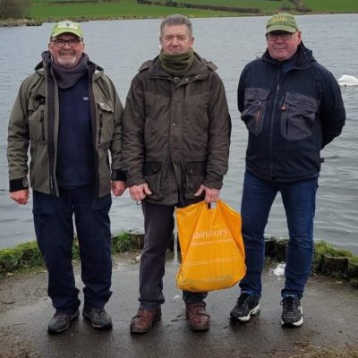 BAC - Linda McCandless Cup at Corbet Lough on 1 April 2024. Geoff Hylands 2nd, Daryl Alexander 1st and Derek Burns 3rd