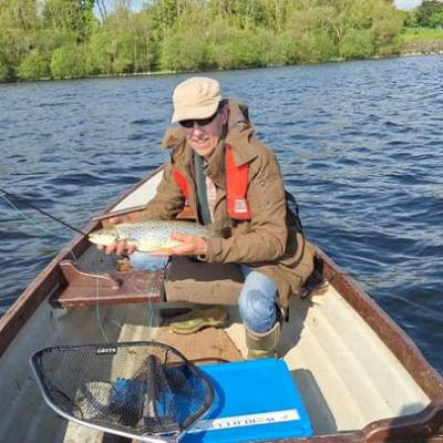BAC - Andy Holden with a beautiful brown trout on Lough Sheelin Co Cavan on 11 May 2024