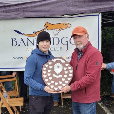 BAC - Joe Curran presents Kevin Conwell with the Angler of the Year Shield for 2023 at the Corbet Lough on 13 June 2024