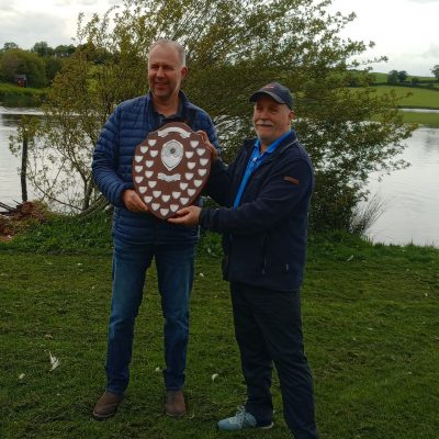 BAC - Roger McClements Angler of the Year 2024 being presented with the Angler of the Year Shield by Sam Watts, Chairman at the Club's Prize Distribution Evening at the Corbet Lough on 28 May 2025