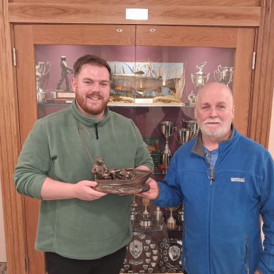 BAC - On Wednesday 11 February 2026 Sam Watt, Chairman presented Andrew Rea with a bronze fly fishing statue in recognition of his success in being the Captain of the Irish Spring International Fly Fishing Team at the forcoming Spring International competition in Wales.