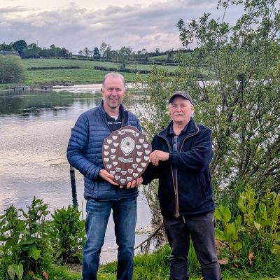 BAC - Sam Watt, Chairman presents Roger McClements with the Angler of the Shield 2025